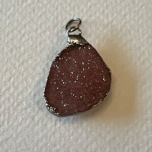 Elegant Silver and Pink Druzy Pendant